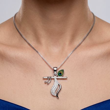 Handmade Silver Jewelry Krishna Flute Pendant