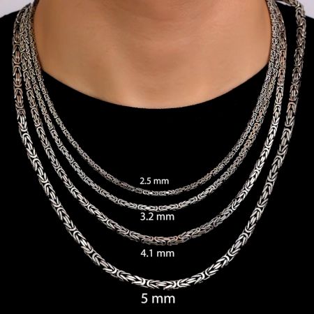 Handmade Silver Jewelry Byzantine Chain Necklace