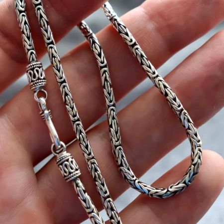 Handmade Silver Jewelry Byzantine Chain Necklace