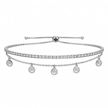 Handmade Silver Jewelry Smiley Tennis Bracelet