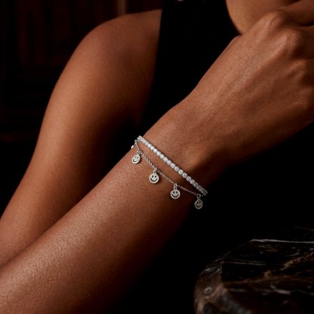 Handmade Silver Jewelry Smiley Tennis Bracelet