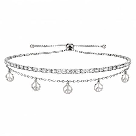 Handmade Silver Jewelry Peace Charm Bracelet
