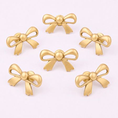 6 Pieces Brass Golden Bow Tie Living Room Cabinet Knobs