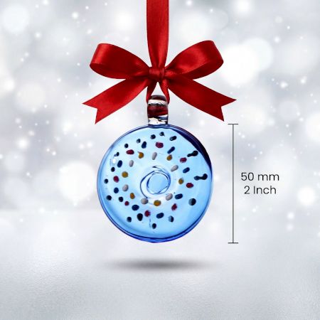 Handcrafted Multicolor Glass Donut Christmas Ornaments