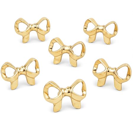6 Pieces Brass Modern Gold Bow Kitchen Drawer Knobs
