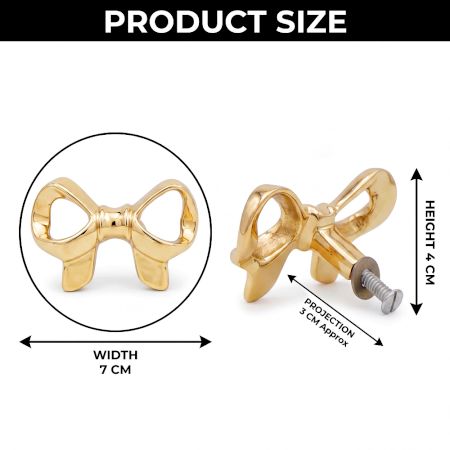 6 Pieces Brass Modern Gold Bow Kitchen Drawer Knobs