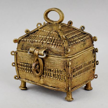 Handcrafted Brass Tribal Storage Chest Vintage Decorative Box