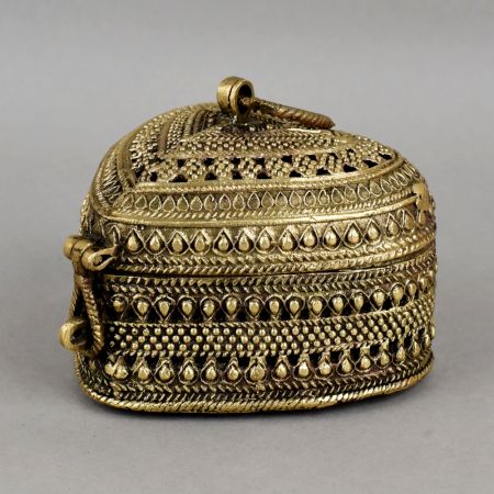 Handcrafted Brass Heart Shaped Jewelry Box Vintage Keepsake