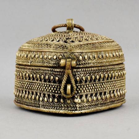 Handcrafted Brass Heart Shaped Jewelry Box Vintage Keepsake