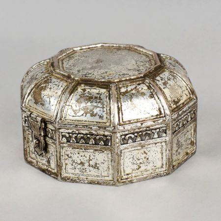 Handcrafted Antique Finish Metal Jewelry Box Vintage Storage Case