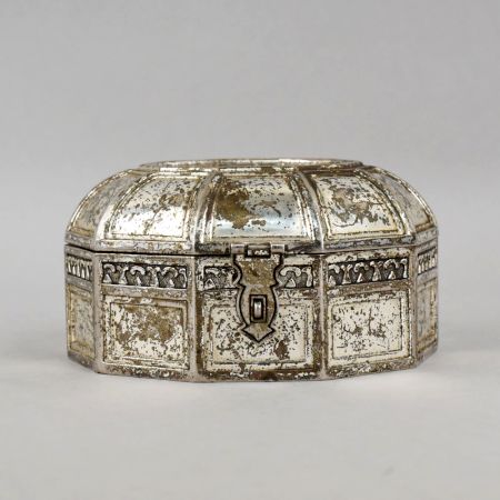 Handcrafted Antique Finish Metal Jewelry Box Vintage Storage Case