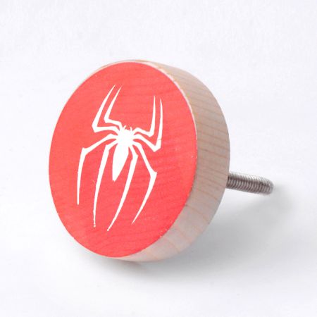 Handmade Pine Wood Spiderman Superhero Furniture Knob