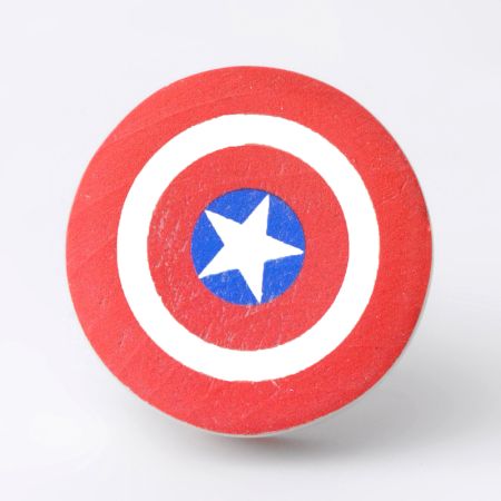 Handmade Pine Wood Captain America Shield Knob