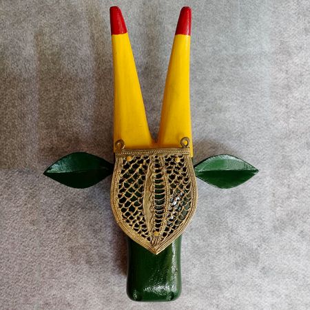 Green Cow Head Handcrafted Wooden Wall Art
