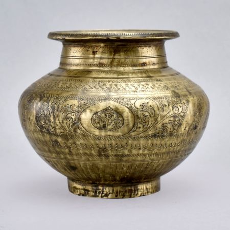 Handmade Brass Holy Water Pot for Hindu Rituals and Decor