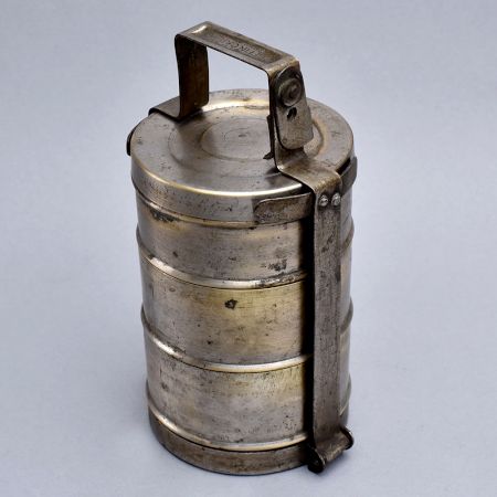 Vintage Brass Tiffin Box from North India for Decor