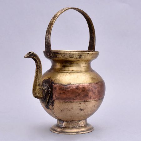 Vintage Handmade Holy Water Pot Made of Brass and Copper