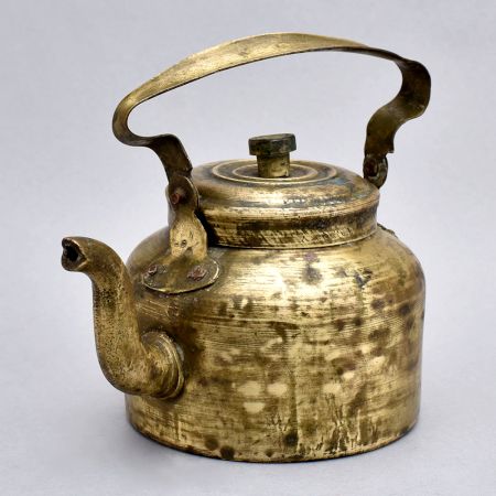 Vintage Brass Kettle with Handle from Gujarat for Decor
