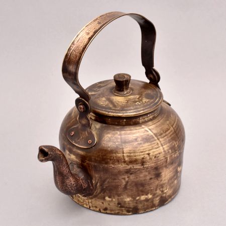 Handmade Gujarati Art Brass Kettle for Decoration