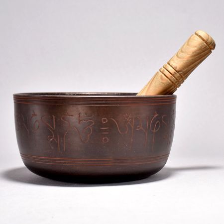 Decorative Metal Om Singing Bowl for Meditation