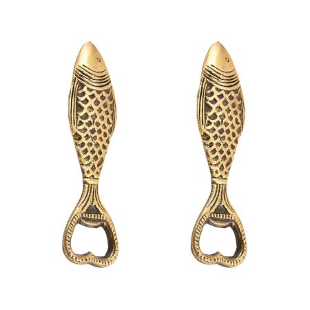 2 Pieces Brass Fish Bottle Opener Tribal Design