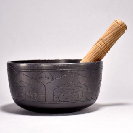Hand Crafted Metal Om Singing Bowl for Meditation and Decoration