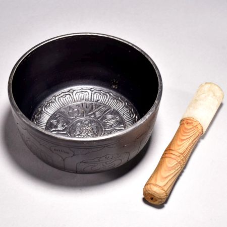 Hand Crafted Metal Om Singing Bowl for Meditation and Decoration