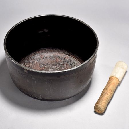 Lord Ganesha Engraved Metal Singing Bowl in Tibetan Art