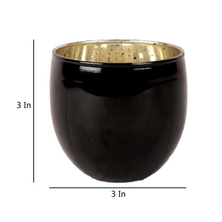 Big Black Glass Votive Set of 4