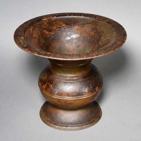 Vintage Handcrafted Brass Kolambi with Rich Dark Patina