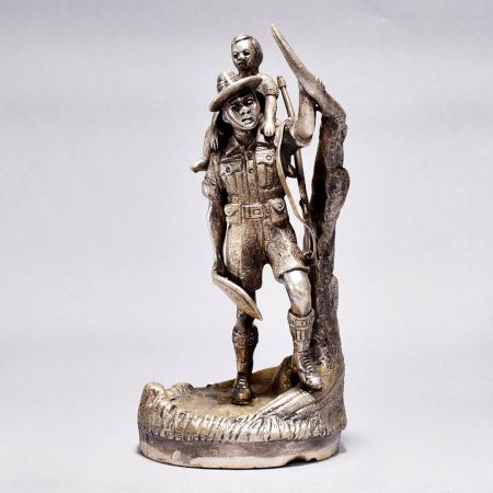 Vintage Brass Statue of Soldier for Decoration and Collection