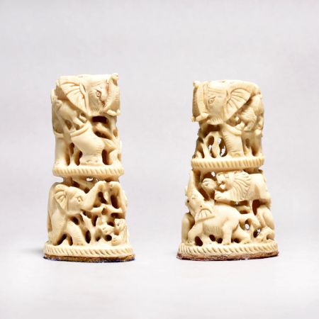 Handmade Camel Bone Elephant Carved Statue for Decoration