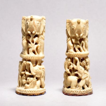 Handmade Camel Bone Elephant Carved Statue for Decoration