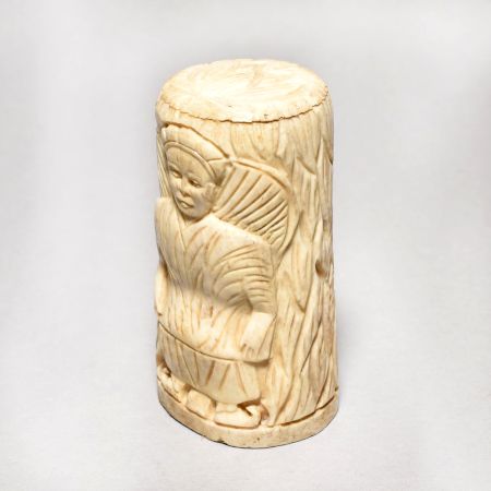 Hand Carved Camel Bone Man Statue for Collection
