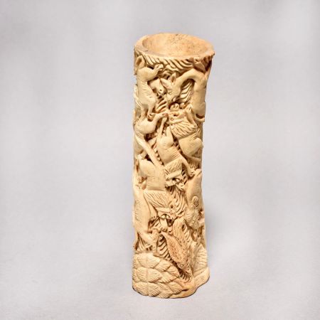 Elephant and Lion Hand Carved Camel Bone Statue