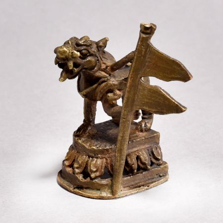 Tibetan Handmade Brass Lion Statue for Vintage Collection