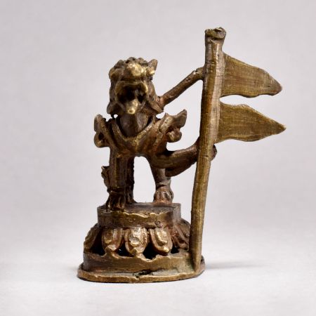 Tibetan Handmade Brass Lion Statue for Vintage Collection