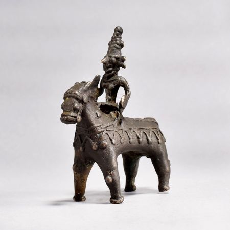 Vintage Brass Folk Art Horse and Rider Statue for Decor