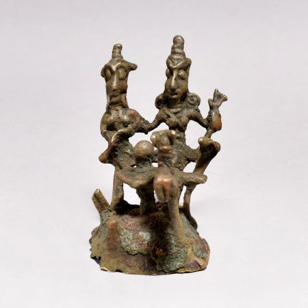Handcrafted Vintage Brass Statue of Lord Shiva and Goddess Parvati