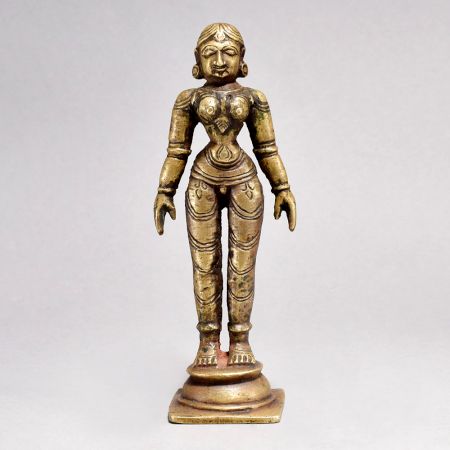 Hand Crafted Brass Standing Lady Figure in Vintage Finish