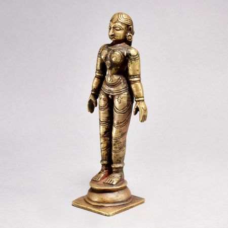 Hand Crafted Brass Standing Lady Figure in Vintage Finish