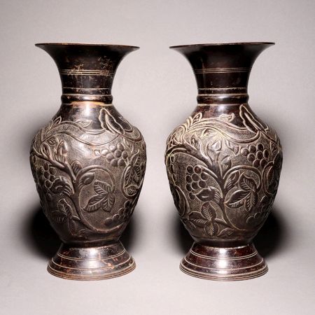 Handmade Vintage Brass Flower Pot for Decor in Pair of 2