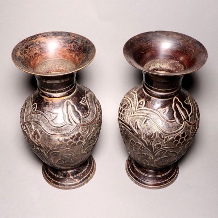 Handmade Vintage Brass Flower Pot for Decor in Pair of 2