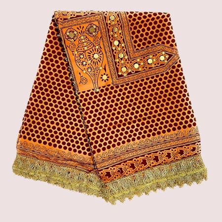 Handmade Cotton Pichora Dupatta with Mirror Work