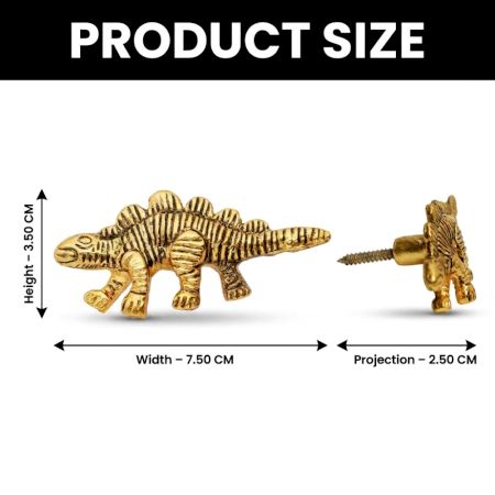 3 Pieces Dinosaur Aluminium Golden Heavy Duty Wall Hooks