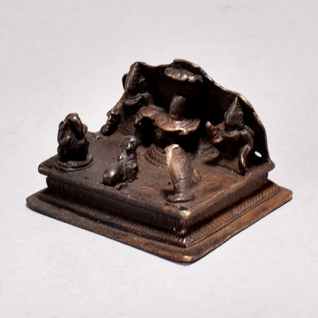 Vintage Finish Lord Shiva Brass Temple for Prayer Room
