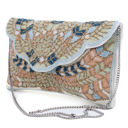 Handmade Pastel Beaded Clutch Bag with Art Deco Design