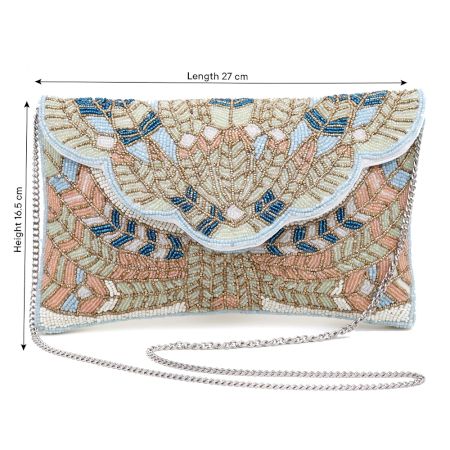 Handmade Pastel Beaded Clutch Bag with Art Deco Design