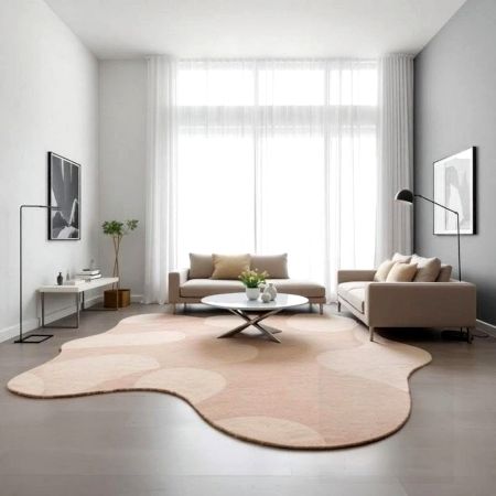 Handcrafted Beige Organic Shape Contemporary Area Rug