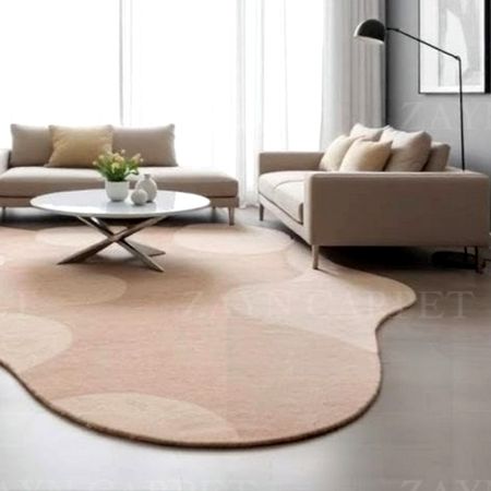 Handcrafted Beige Organic Shape Contemporary Area Rug